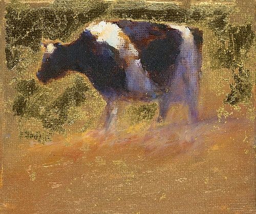 Kuh, Ȍl auf Leinwand, 2011, 10 x 12 cm, Verkauft