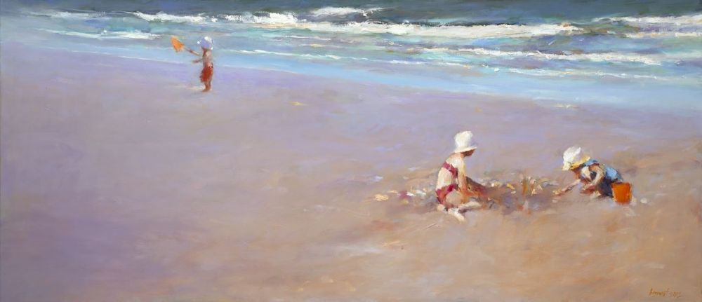 Enfants de la mer, Peinture à l’huile sur toile, 2012, 70 x 160 cm, Vendu