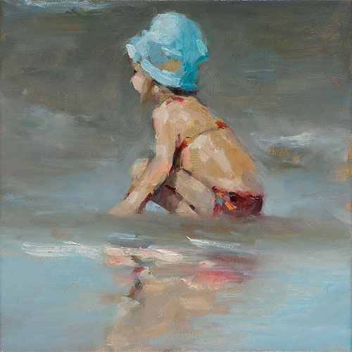 Chapeau bleu, Peinture à l’huile sur toile, 2016, 30 x 30 cm, Vendu