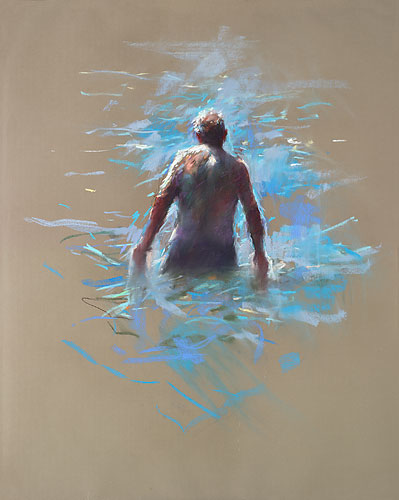 Old man in the sea, pastel, 2018, 100 x 70 cm, € 3.750,-
