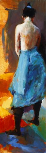 Blauwe kimono, Olieverf / doek, 2007, 50 x 18 cm, Verkocht