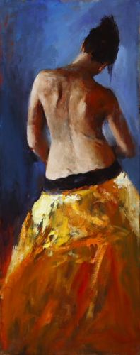 Yellow kimono II, Oil / canvas, 2007, 100 x 40 cm, Sold