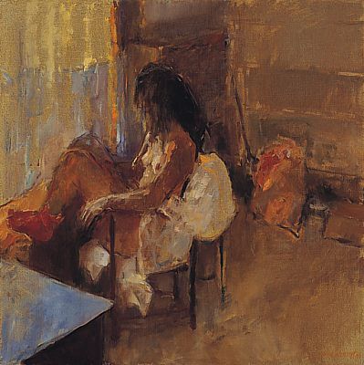 Room with a view - Chambre avec vue, Peinture à l’huile sur toile, 1995, 70 x 70 cm, Vendu