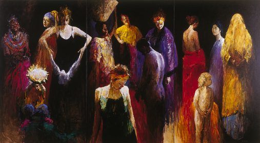 Femmes, peinture à l’huile sur toile, 2001, 200 x 360 cm, Vendu